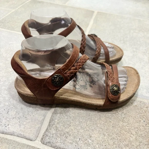 Aetrex Jillian Braided Quarter Strap Sandals Women’s 8 Brown - Picture 4 of 9